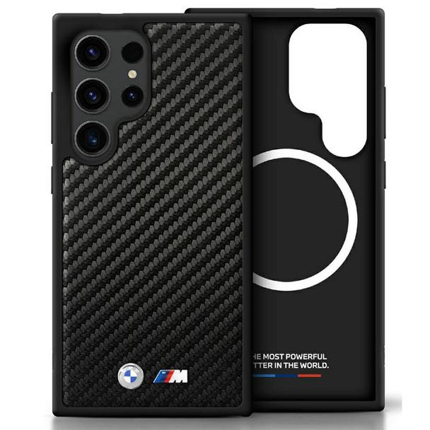 BMW futerał do SAMSUNG S25 Ultra kompatybilny z MagSafe BMHMS25L24PUCILK (PU Carbon Metal Logos) black