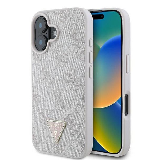 GUESS futerał do IPHONE 16 Plus GUHCP16MP4TDPP (PU Leather 4G Triangle Strass) różowy