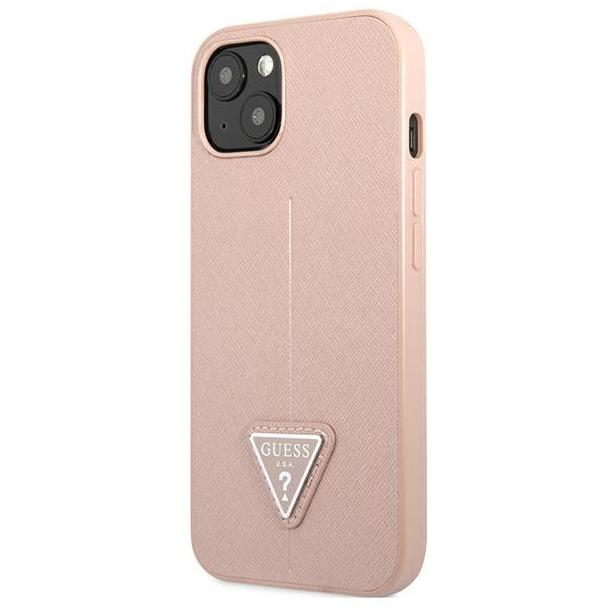 GUESS futerał do IPHONE 13 / 14 / 15 GUHCP14SPSATLP (SaffianoTriangle Logo) różowy