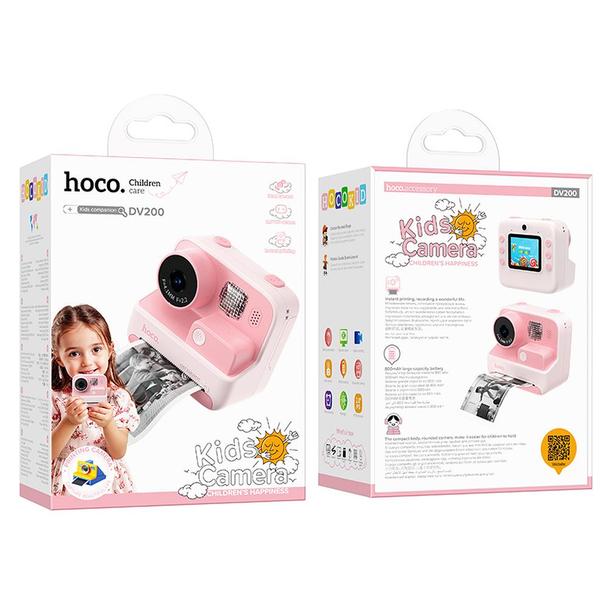 Aparat cyfrowy dla dzieci z drukarką Hoco 1MP 2,0" HD Ready DV200 różowy