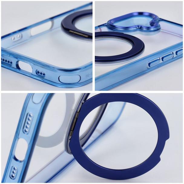 Etui na iPhone 14 Frame Circle Stand zgodne z MagSafe granatowe