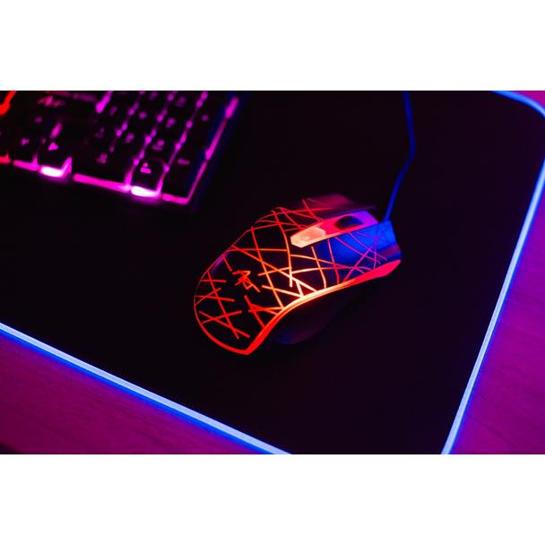 ART zestaw klawiatura przewodowa USB A QWERTY podświetlana + myszka przewodowa USB A podświetlana AK-50 czarny