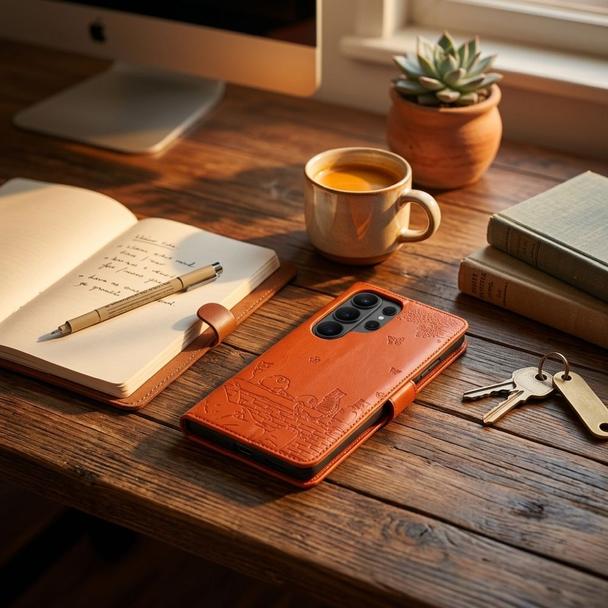 Etui z klapką na Samsung S26 PLUS Mezzo Book koty brązowe