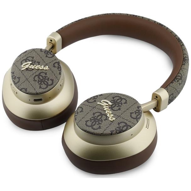 Słuchawki bezprzewodowe nauszne Guess ENC 4G Gold Script Metal brązowe