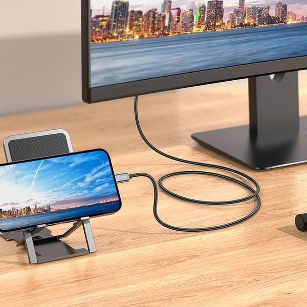 Kabel Lightning do HDMI Hoco 1080p 2 m UA27 stalowy szary