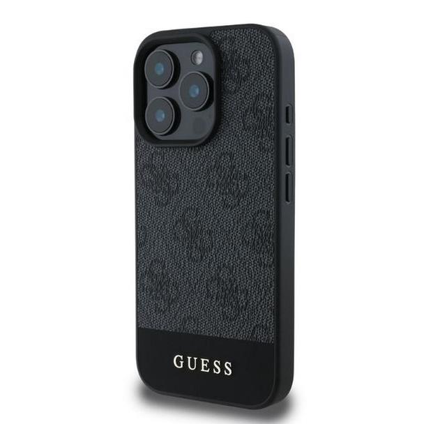 GUESS futerał do IPHONE 16 Pro GUHCP16LG4GLGR (PC/TPU 4G PU Bottom Stripe) szary