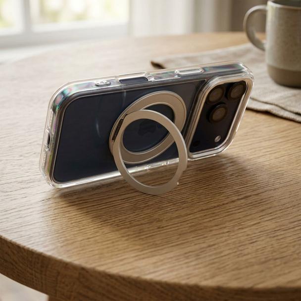 Etui na iPhone 16 Frame Circle Stand zgodne z MagSafe transparentne