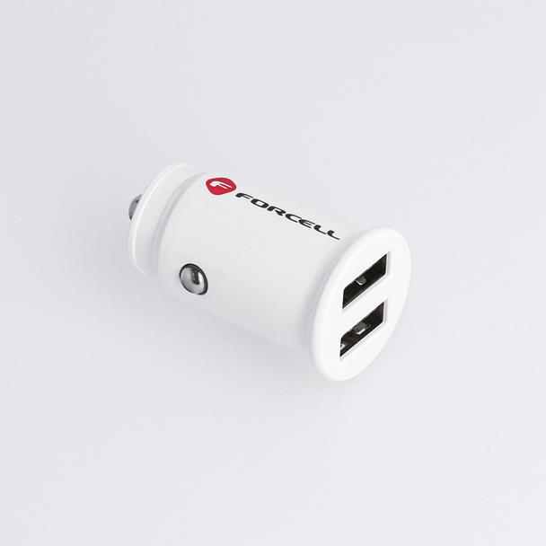 FORCELL ładowarka samochodowa Mini 2xUSB 3,1A biała CC-SJ02