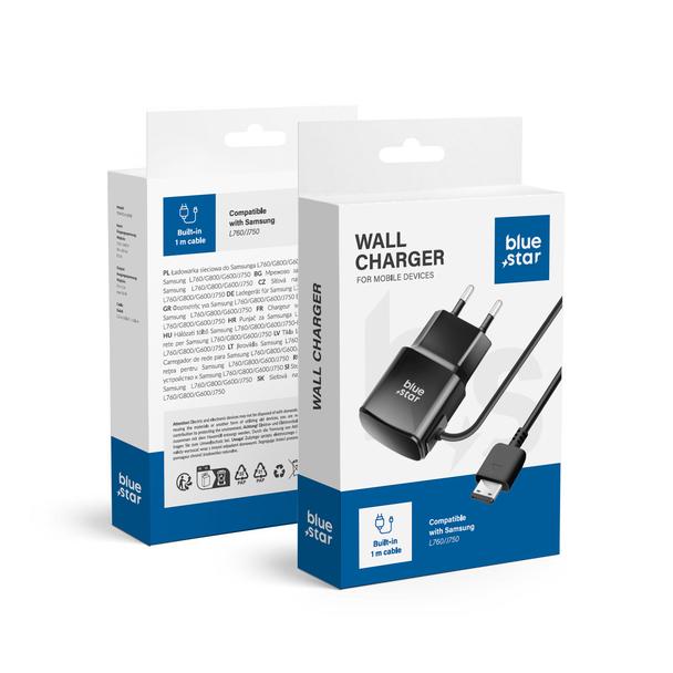 Ładowarka sieciowa do telefonu Samsung L760 / G800 / G600 / J750 Blue Star 1A 5W TFK-TC-1100B czarna