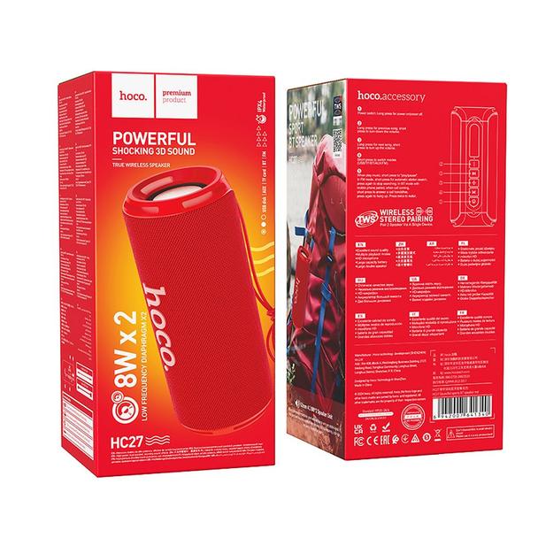 EOL Głośnik bluetooth 2 x 8W 2h Hoco HC27 czerwony