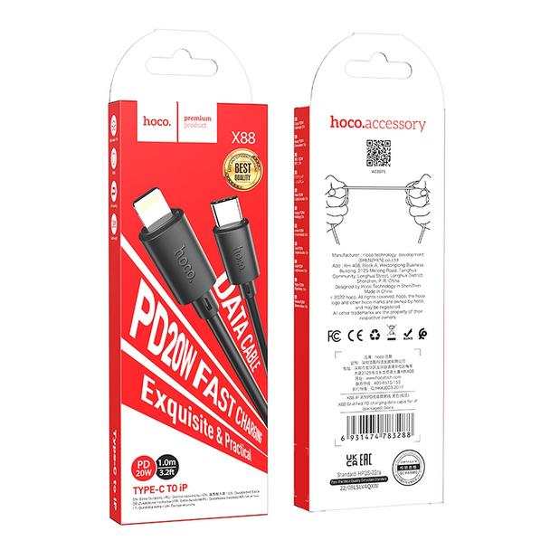 Kabel USB C do Lightning Hoco PD 2,4A 20W 1 m X88 czarny