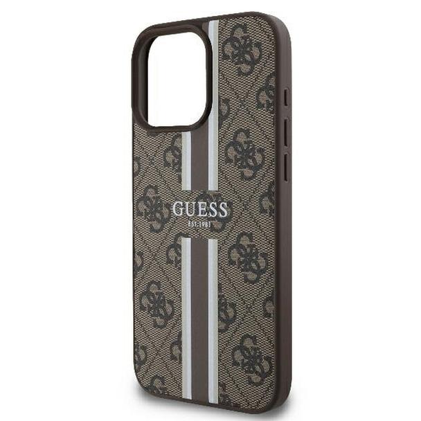 GUESS futerał do IPHONE 16 Pro kompatybilny z MagSafe GUHMP16LP4RPSW (4G Printed Stripes) brązowy