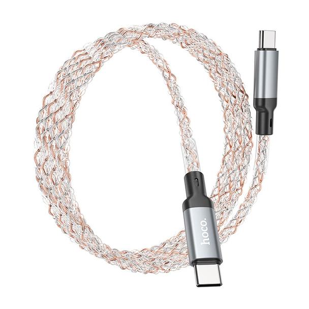 Kabel USB C do USB C Hoco 3A 60W LED 1 m U112 szary