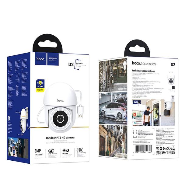 Kamera zewnętrzna Hoco 3MP Full HD Wi-Fi D2 biała