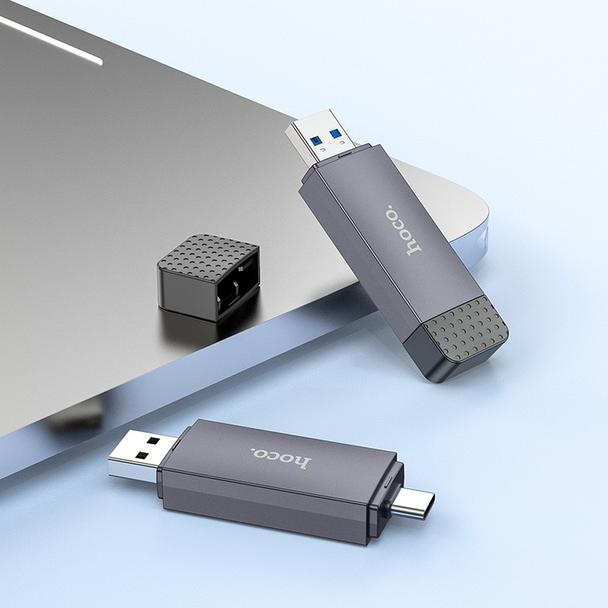 Czytnik kart SD / TF Hoco USB A / USB C 3.0 HB45 szary