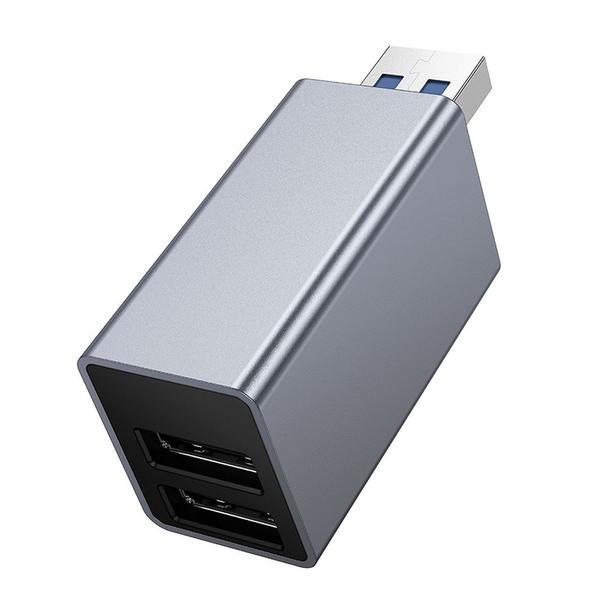 Adapter 3w1 (USB 2.0 x 2+USB 3.0) USB-A Hoco HB54 szary