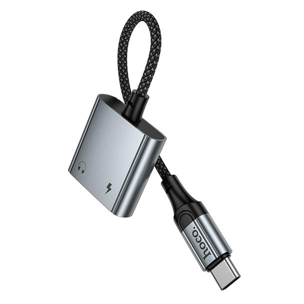 Adapter AUX USB C do 2x USB C max 10W Hoco UPA34A szary