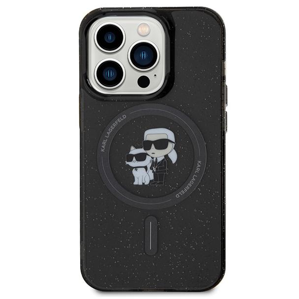 KARL LAGERFELD futerał do IPHONE 15 Pro KLHMP15LHGKCNOK (Glitter + MAG) czarny