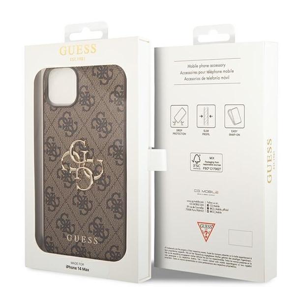 GUESS futerał do IPHONE 13 / 14 / 15 GUHCP14S4GMGBR (4G Big Metal Logo) brązowy
