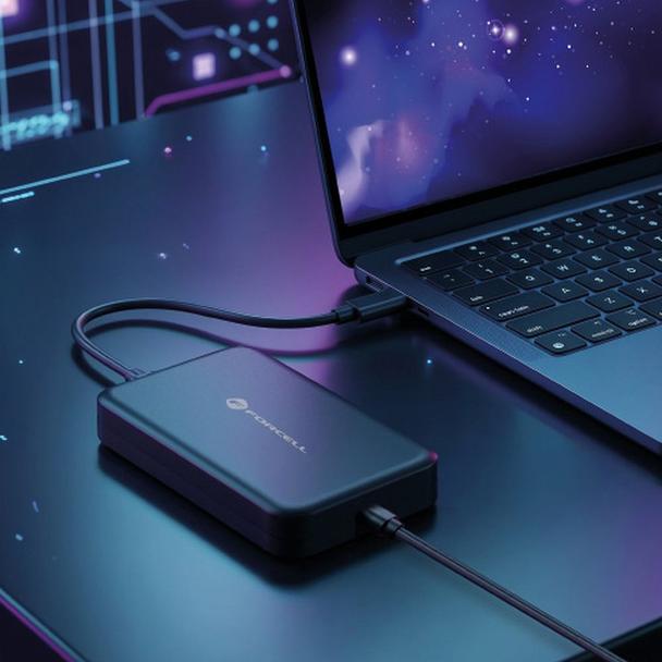 Uniwersalny zasilacz do laptopa 140W Forcell F-Energy USB C E856 czarny