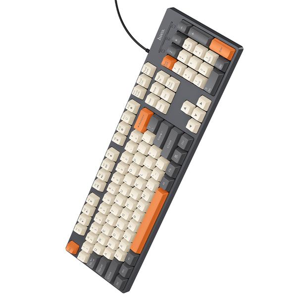 Klawiatura przewodowa QWERTY Hoco GM61 trzykolorowa (biały, szary, pomarańczowy)