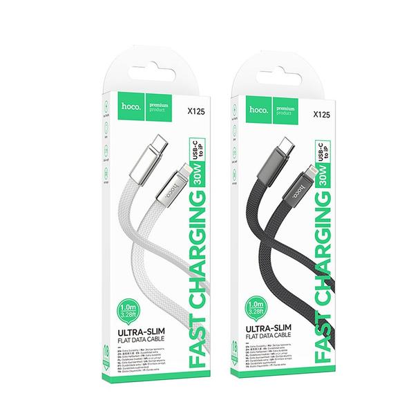 Kabel USB C do USB C Hoco 3A 60W płaski 1 m X125 biały