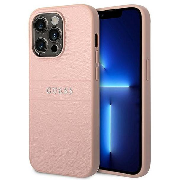 GUESS futerał do IPHONE 14 Pro Max GUHCP14XPSASBPI (Saffiano With Metal Logo) różowy
