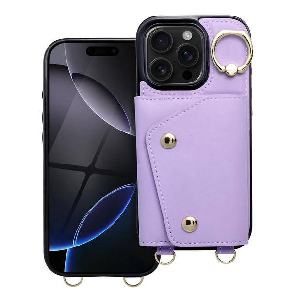 Futerał do iPhone 15 Wonder z portfelem liliowy