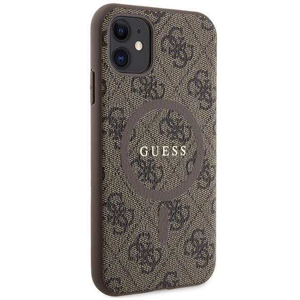 GUESS futerał do IPHONE 11 kompatybliny z MagSafe GUHMN61G4GFRW (4G Ring classic logo) brązowy