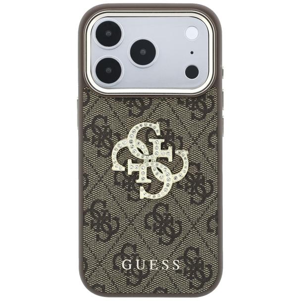 GUESS futerał do IPHONE 18 Pro/17 Pro (4G & Big Strass Logo) brązowy