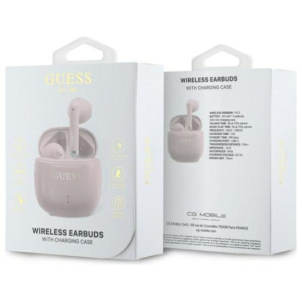 GUESS słuchawki bezprzewodowe bluetooth TWS GUTWSJ14ESGP (Printed Classic Logo) różowe