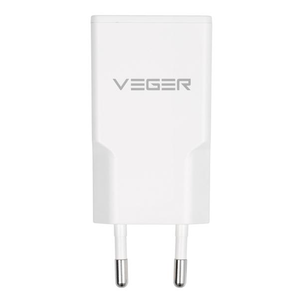 Ładowarka sieciowa do telefonu VEGER  USB A + USB C QC PD 30W 30W1A1C biała