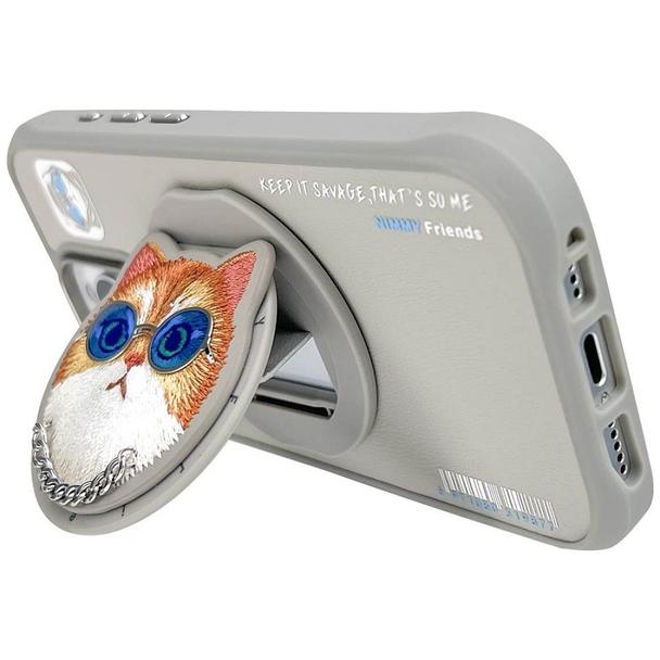 NIMMY futerał GLASSES COOL CAT kompatybilny z MagSafe do IPHONE 16 Pro szary