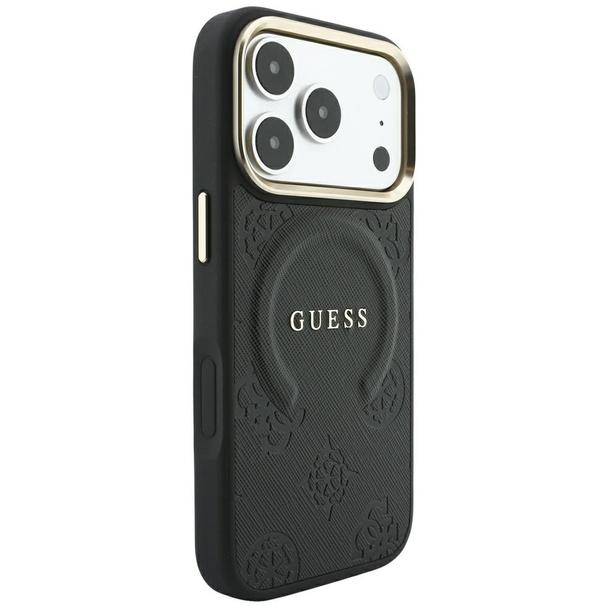 GUESS futerał do IPHONE 18 Pro/17 Pro kompatybilny z MagSafe (Saffiano Peony Ring) czarny