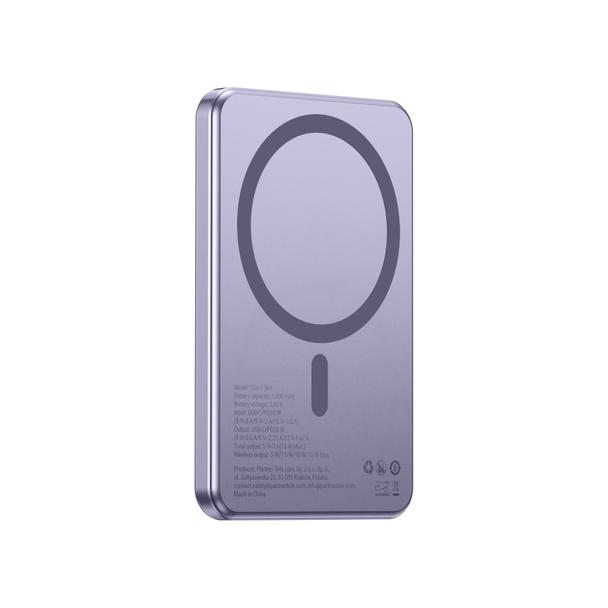Powerbank zgodny z MagSafe Forcell F-Energy Slim F5K9 QC4.0 PD3.0 15W 5000 mAh fioletowy  0INT