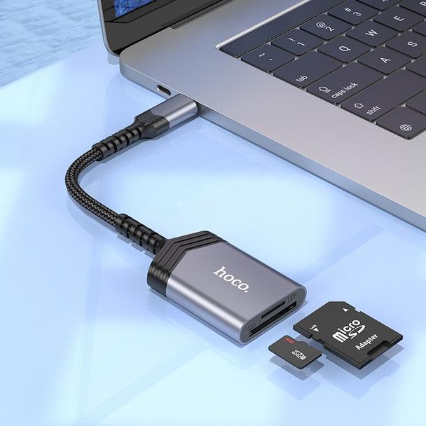Czytnik kart SD / TF Hoco USB C UA25 szary