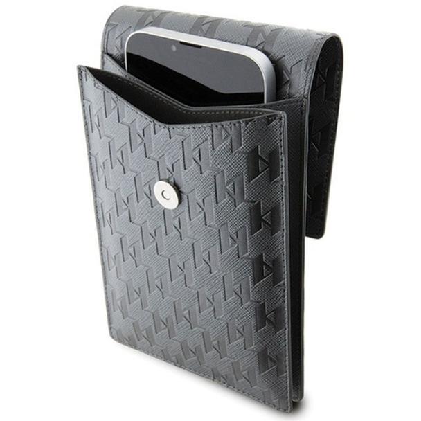 KARL LAGERFELD torebka uniwersalna na telefon KLWBSAKHPKG (Saffiano Mono Ikonik) srebrny