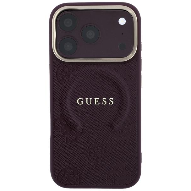 GUESS futerał do IPHONE 18 Pro/17 Pro kompatybilny z MagSafe (Saffiano Peony Ring) burgundowy