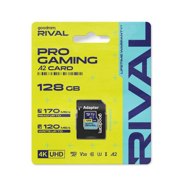 GOODRAM RIVAL Karta pamięci microSD 128GB 100MB/s class 10 UHS-I U3 V30 A2 z adapterem SD