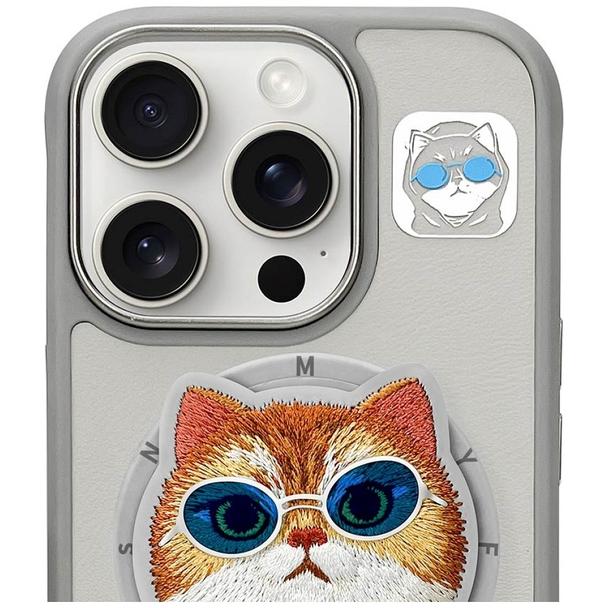NIMMY futerał GLASSES COOL CAT kompatybilny z MagSafe do IPHONE 16 Pro szary