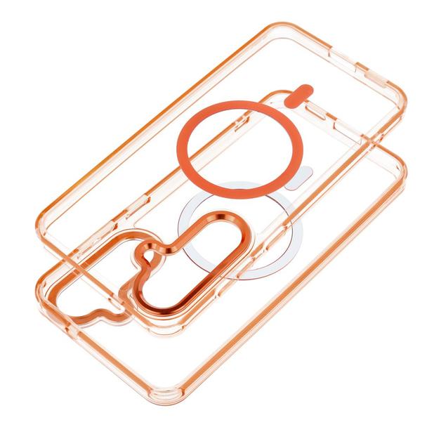 Futerał do Samsung A16 Frame Clear Hybrid Mag Cover zgodny z MagSafe pomarańczowy