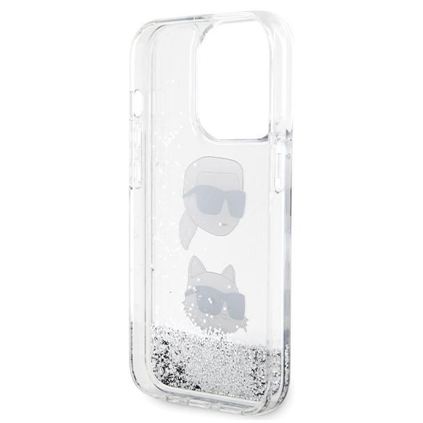 KARL LAGERFELD futerał do IPHONE 14 Pro KLHCP14LLDHKCNS (Liquid Glitter KC) biały