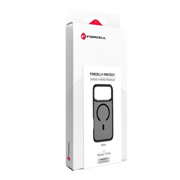 Etui na iPhone 17 Pro / 18 Pro (low camera edge) Forcell F-Protect Smoke Hybrid Premium zgodne z MagSafe czarne 0INT