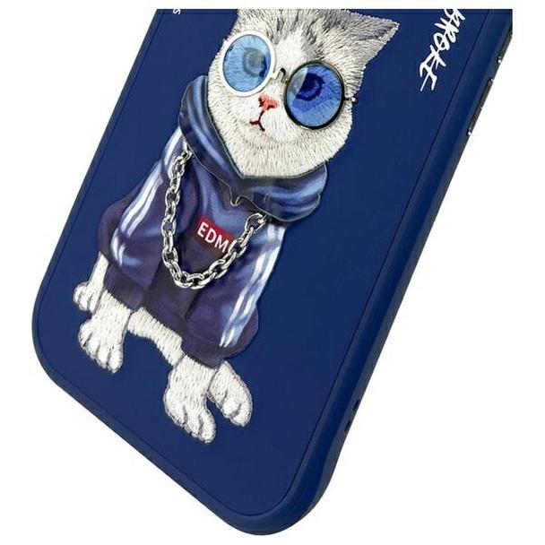 NIMMY futerał GLASSES COOL CAT do IPHONE 15 niebieski
