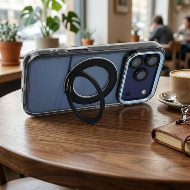 Etui na iPhone 16 Frame Circle Stand zgodne z MagSafe czarne