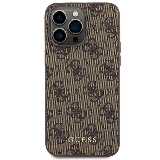 GUESS futerał do IPHONE 15 Pro Max GUHCP15XG4GFBR (4G Metal Logo) brązowy