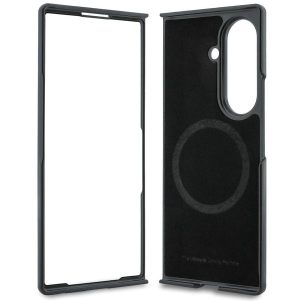 BMW futerał do SAMSUNG GALAXY Z FOLD 8 ULTRA kompatybilny z MagSafe (Leather Perforated Tricolor Stripe Metal Logos) czarny