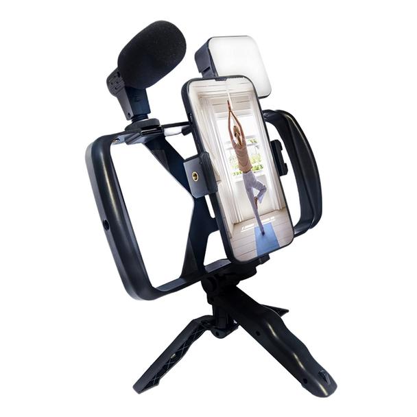 Uchwyt selfie z pilotem bezprzewodowym tripod z LED / mikrofonem do streamów TL-49T czarny
