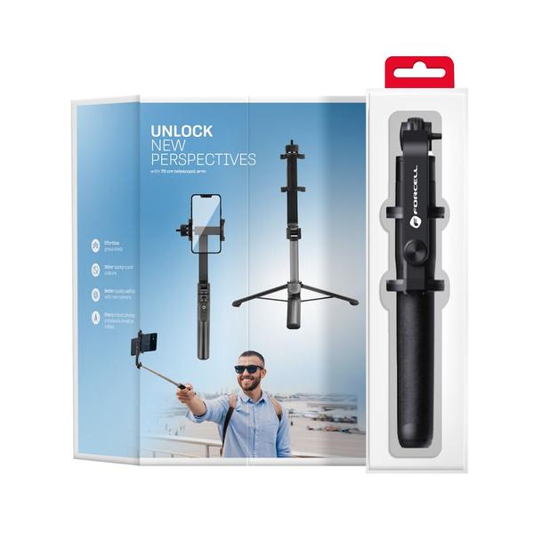 Selfie stick Forcell F-Grip S70M tripod z pilotem bezprzewodowym czarny 0INT