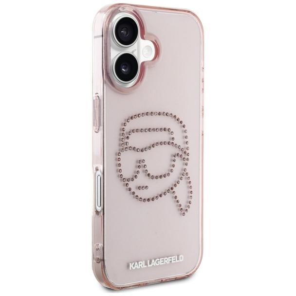 KARL LAGERFELD futerał do IPHONE 16 KLHCP16SHKHDCELP (IML Rhinestones S K Head) różowy